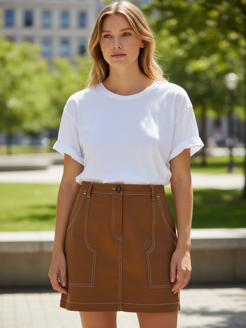 Loft Brown High-Waist Pocket Mini Skirt - Women's